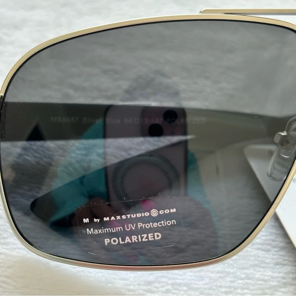 M BY MAXSTUDIO Men's Aviator Rectangular Polarized Sunglasses--MX9457--NWT